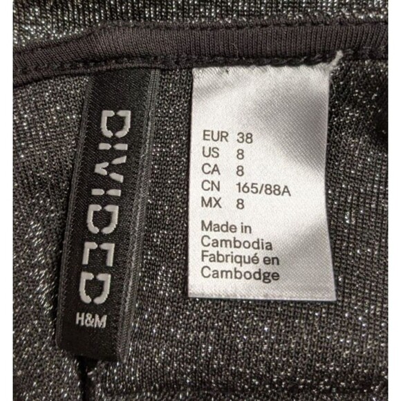 Women's DIVIDED H & M Black/Silver Metallic Scoop Back Holiday/Party Dress 8 - Picture 7 of 8